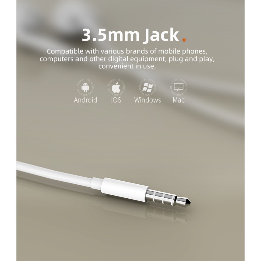 USAMS EP22 Earpods Jack Audio 3.5mm with Mic Headset Earphone