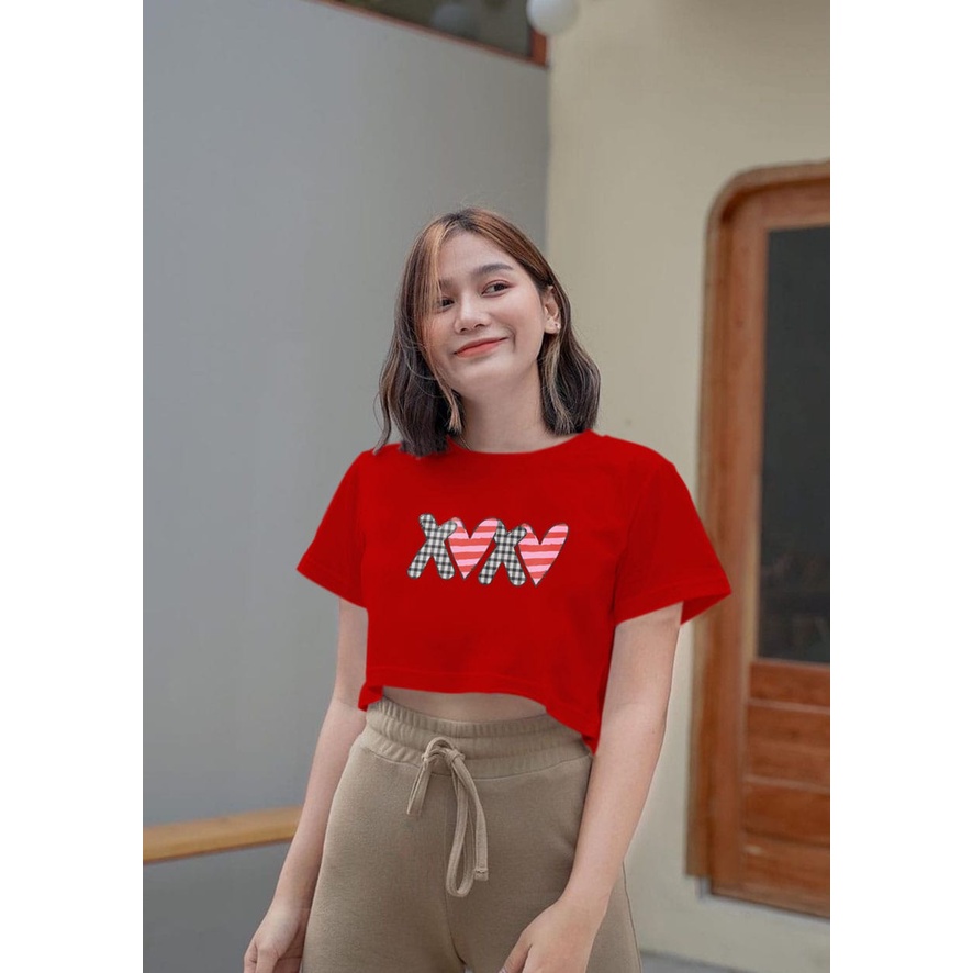 Flava_store - Crop Top Kaos X LOVE Murah Wanita