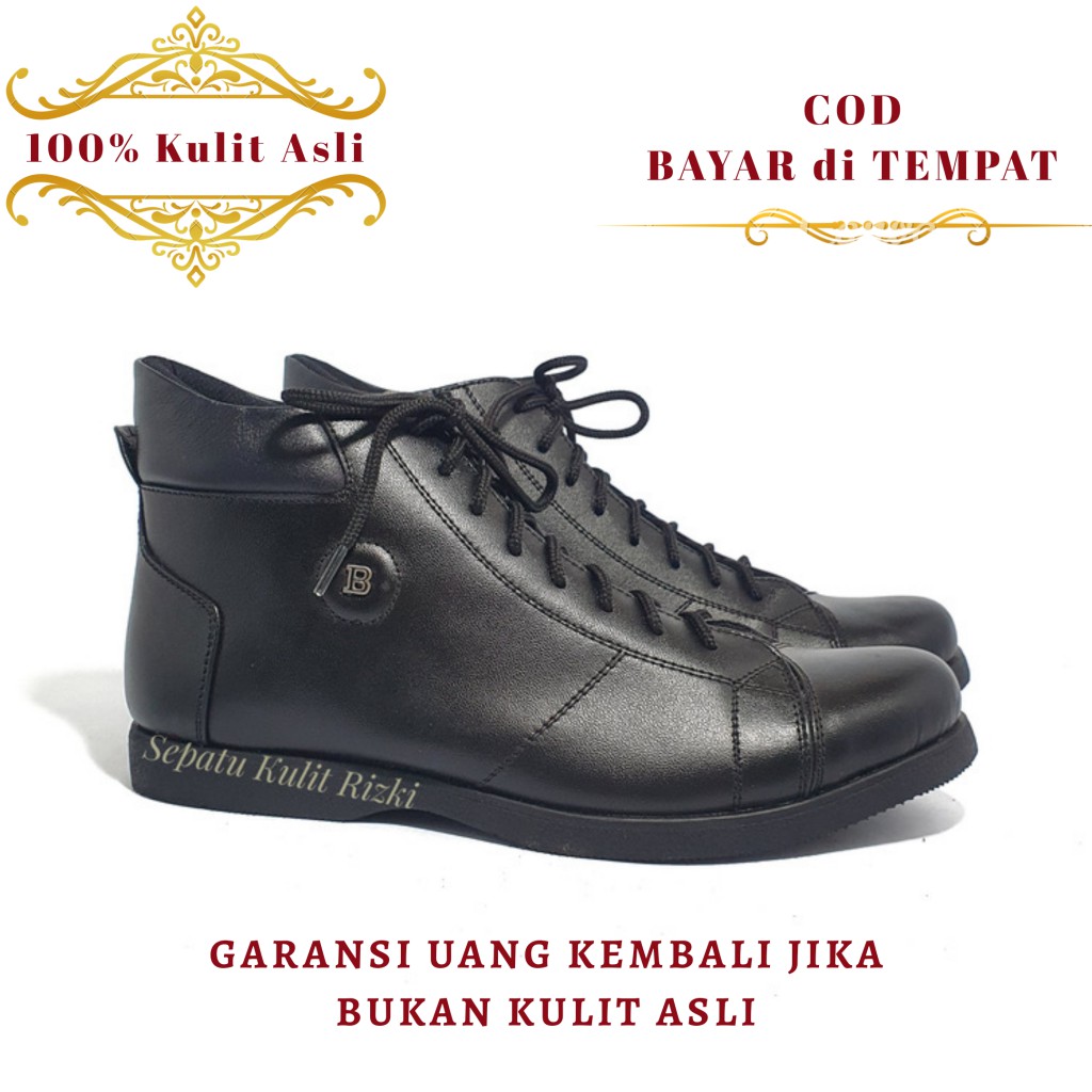 Sepatu Boots Kulit PREMIUM Sepatu Boots Pria Tali Kerja Santai Kondangan Grade Ori Import
