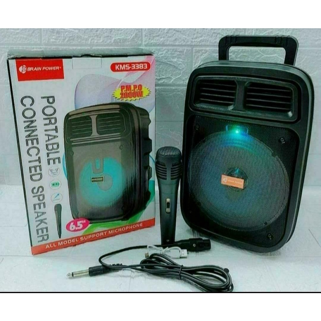 Spiker speaker wireless bluetooth 6.5 inch 3383 BP portable plus mic