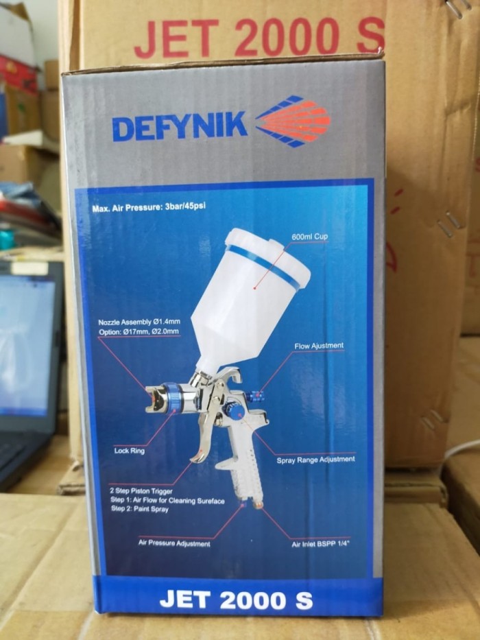 Spray Gun Stainless JET 2000S HVLP DEFYNIK Tabung Atas