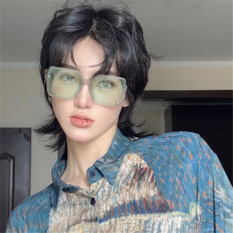 (YUZHU) COD Kacamata Fashion Korea Transparan Persegi Kacamata Wanita INS Retro Kacamata Pria