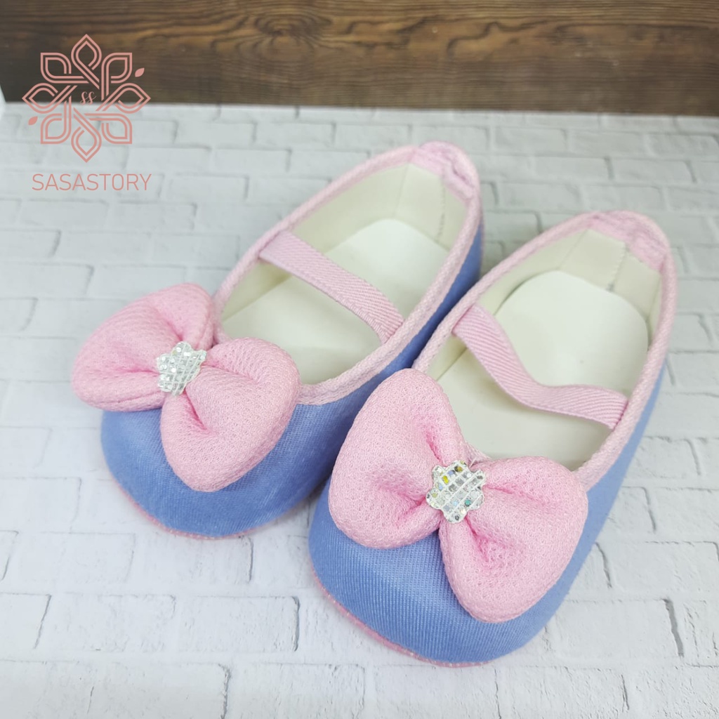 SEPATU PREWALKER BABY BAYI ANAK PEREMPUAN PITA DENIM FP01