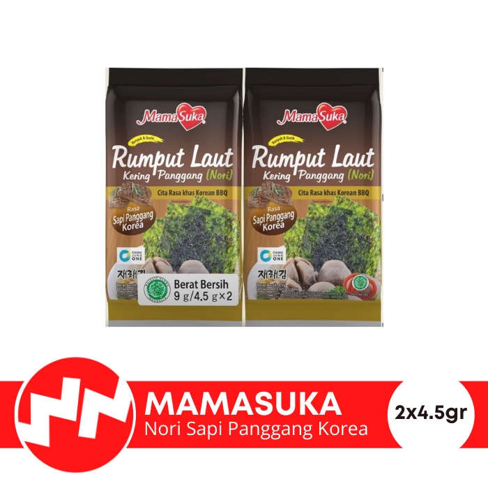 

Rumput Laut Panggang Nori Mamasuka rasa Sapi Panggang 2pcs x 4.5gr