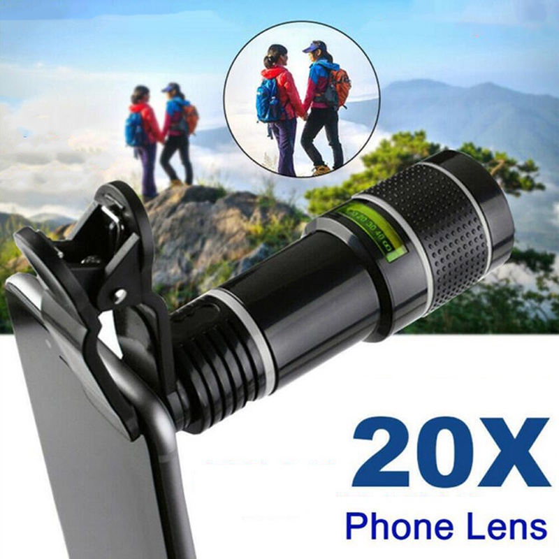 （✔✔❤Lensa Teleskop Telephoto Optikal HD Zoom 20x Dengan Klip Untuk Smartphone Universal