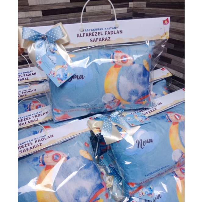 Bantal Custom + Packaging Plastik & Pita