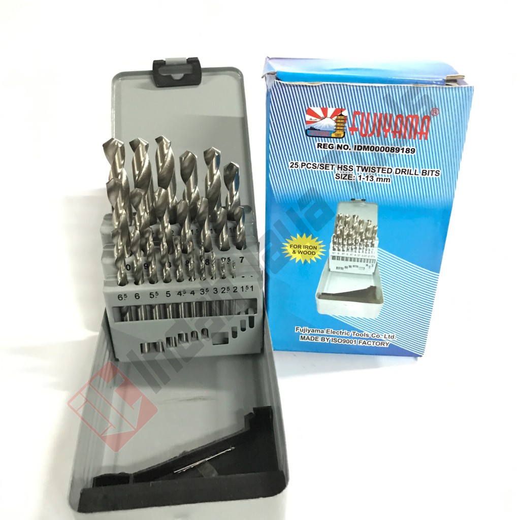 FUJIYAMA Mata Bor Besi Set 25 Pcs HSS 1 - 13 mm Drill Set