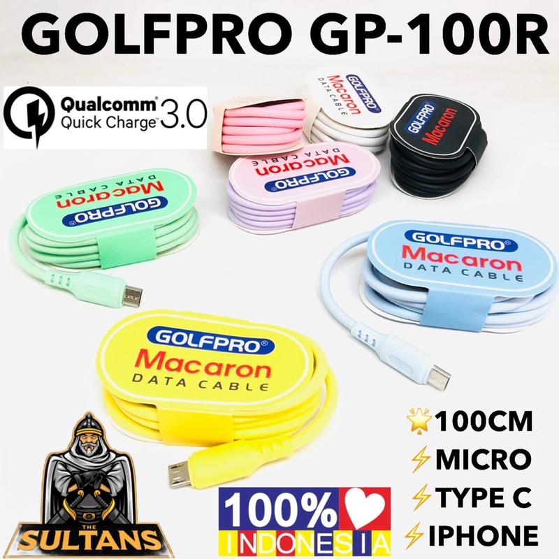 NON PACK Kabel Data Macaron For Android Micro Type C Golf Pro GP-100R Fast Charging