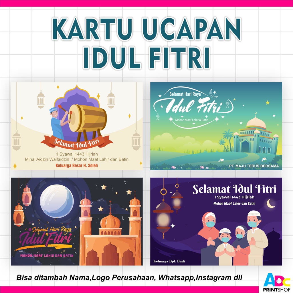 Jual Kartu Ucapan Idul Fitri Kartu Ucapan Lebaran Custom Nama Dan Logo Shopee Indonesia 