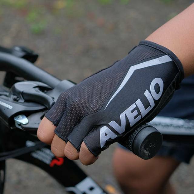 SARUNG TANGAN AVELIO DASH FIGHTER Silver - Half Finger - Gloves sepeda MTB RB - Sarung tangan