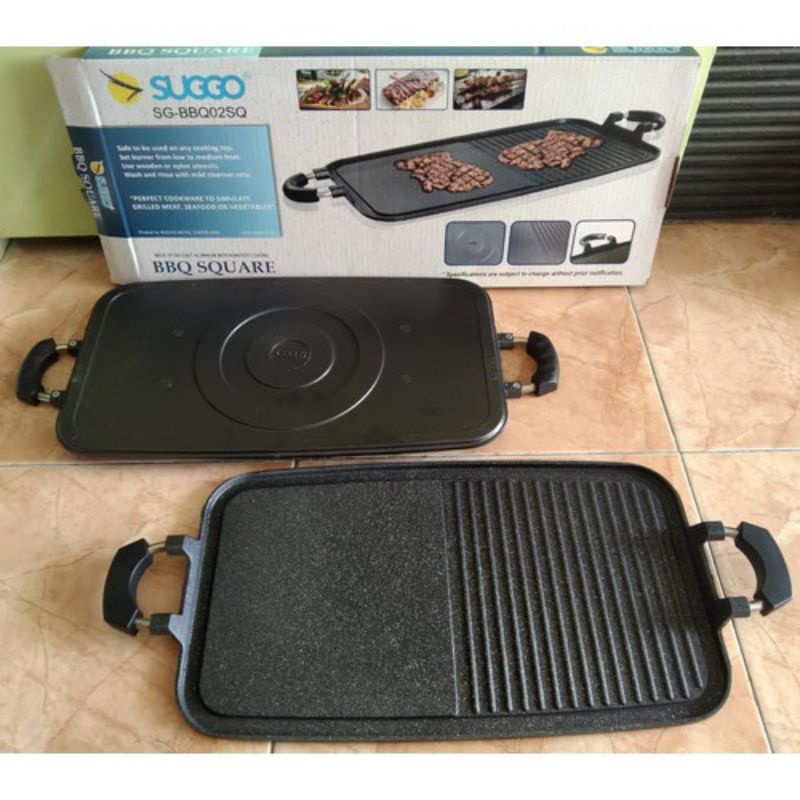 SUGGO Multi Grill Pan BBQ Square Alat Panggang / Panggangan Serbaguna Anti Lengket