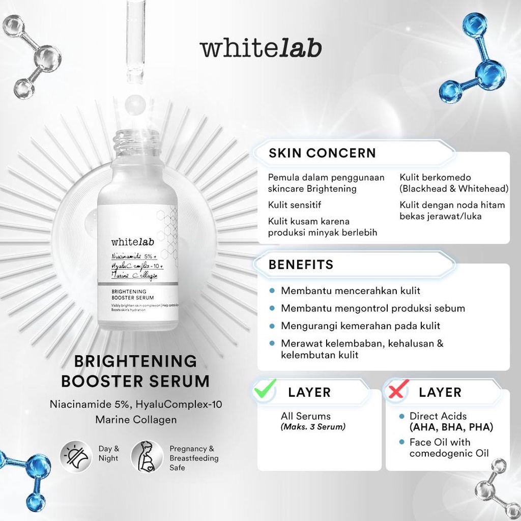 WHITELAB Intense Brightening Booster C-Dose+ A-Dose+ Glowing Face Serum - Serum Perawatan Pemutih Pencerah Pelembab Wajah Glowing