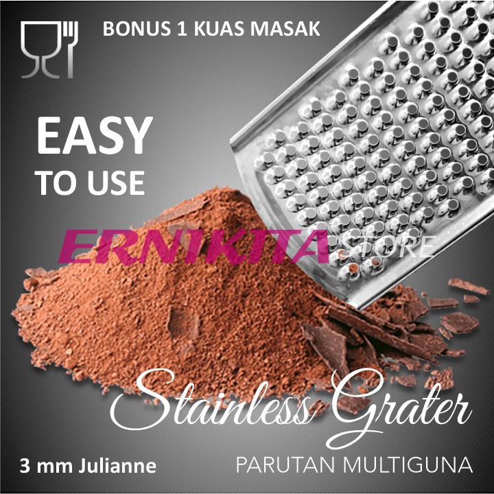 GRATER PARUTAN KEJU STAINLESS STEEL SERBAGUNA - Bonus Kuas Kue