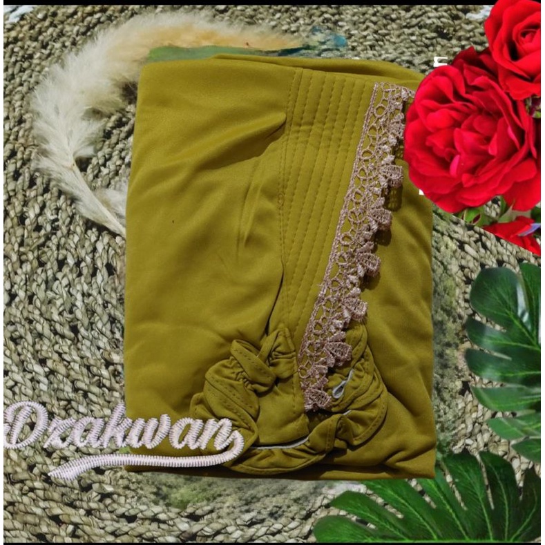 Jilbab instan syar'i sajidah jumbo jersey renda-LEMON
