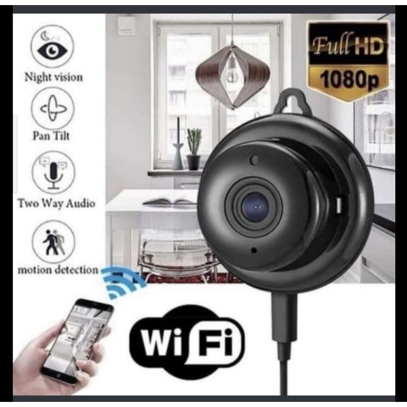 IP Camera wireless mini V380 kamera CCTV HD A1 pantau jarak jauh WiFi night vision