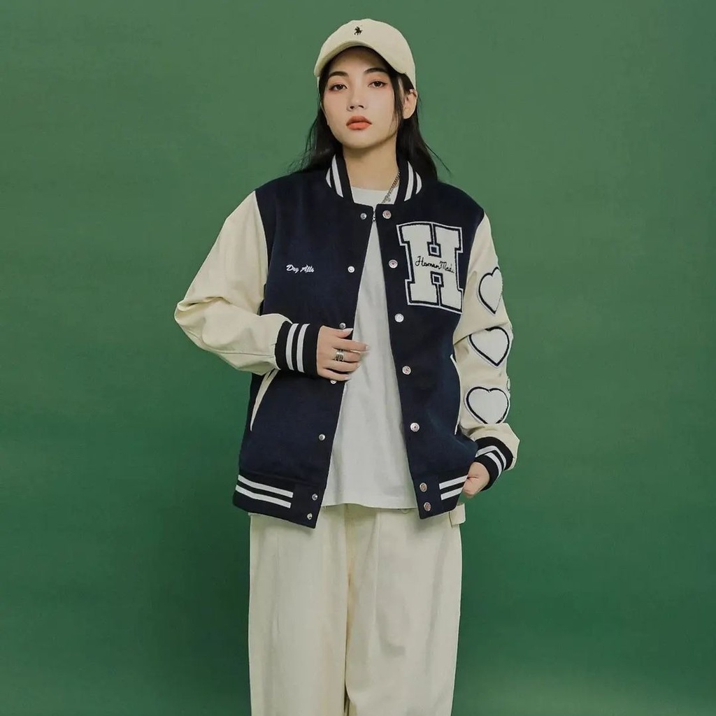 Human Made Baseball Jaket Varsity Wanita Baseball Korea Jacket Cewek Jacket Remaja Perempuan Korean 