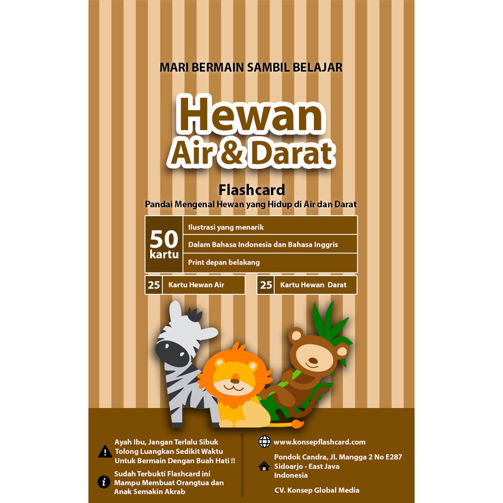 [1KG=10PCS] Konsep Flashcard Hewan Air dan Darat / Flash Card / Mainan Edukasi Kartu Pintar Anak