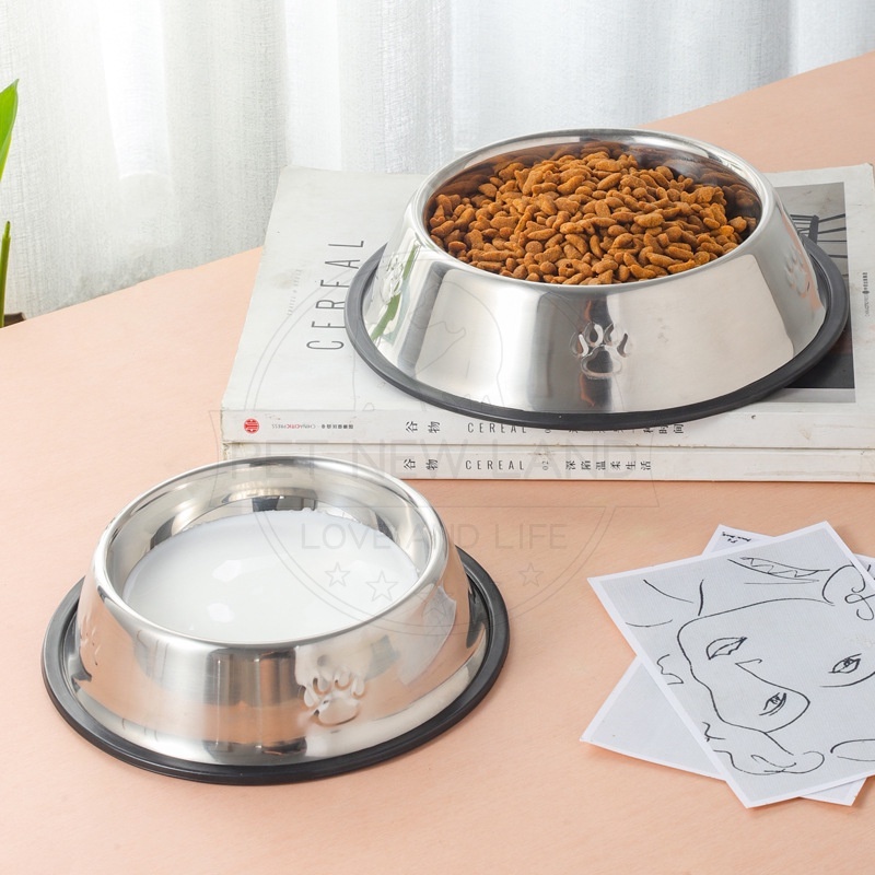 Mangkuk Stainless Steel Anjing Kucing Anti Slip Anti Semut Selip Pet Bowl Aksesoris Hewan