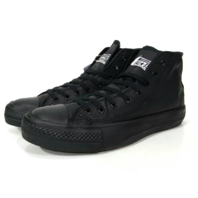 [COD] GRADE ORIGINAL! Sepatu Converse Kulit High - Full Hitam (free box)