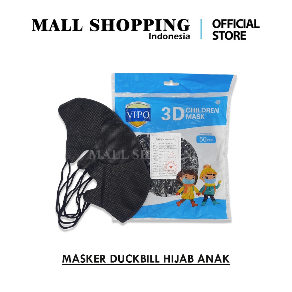 (COD) Masker Duckbill Masker Hijab Anak Isi 50 Pcs Headkoop Mask MALL SHOPPING