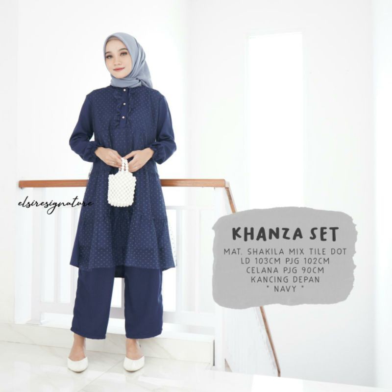 [TERMURAH]Khanza set original elsire Store BestSeller dress set setelan