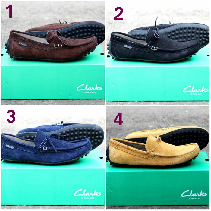 sepatu slop pria clarks cender suede santai pria