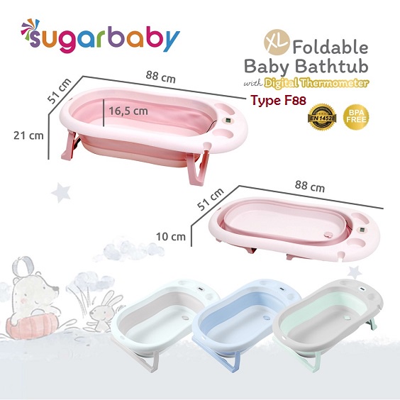 Foldable Baby Bathub Sugar Baby F76 F79 F88 W/Heat Sensor Ember Mandi Lipat