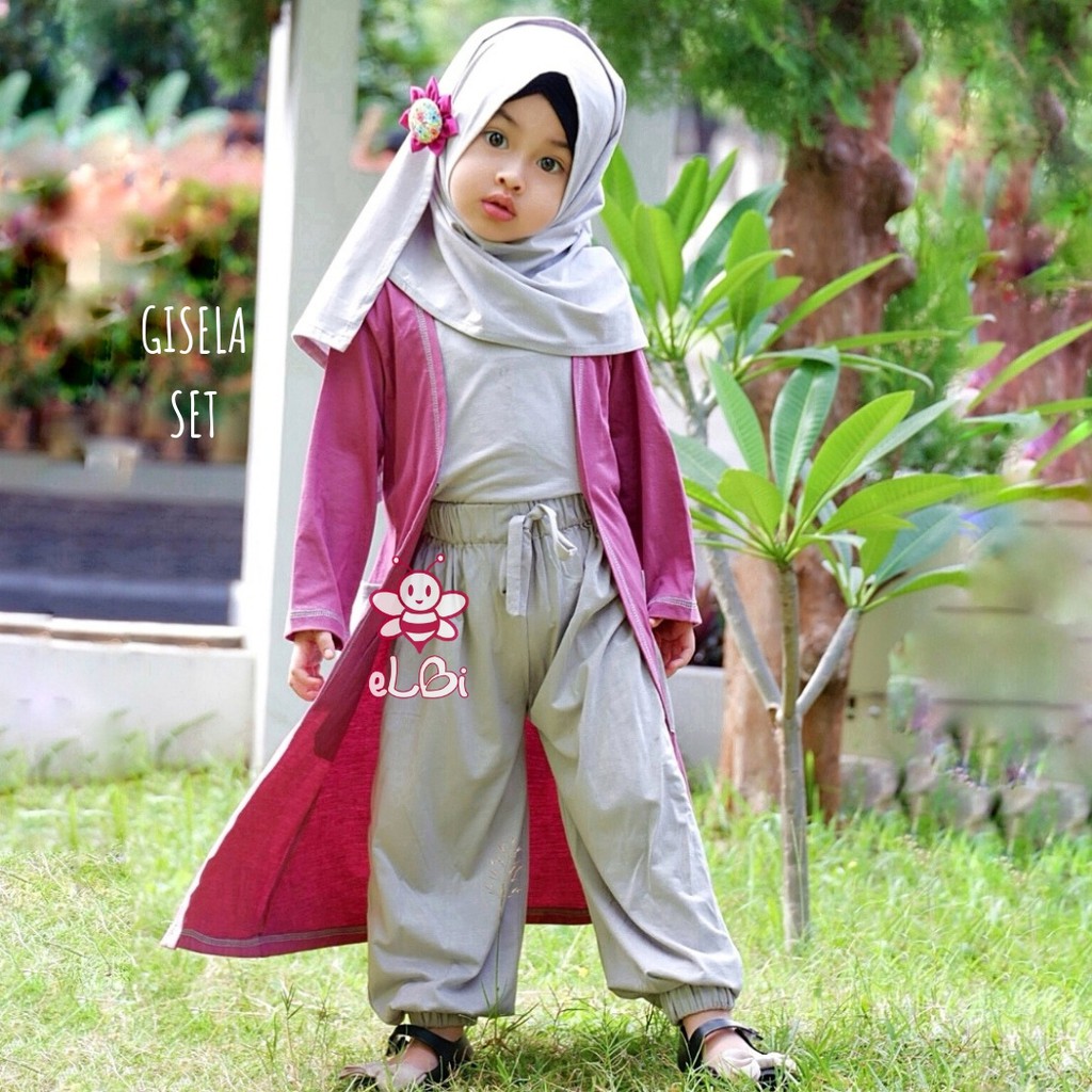 Baju Anak Perempuan - Setelan Baju Muslim Anak Perempuan  - Gamis Anak Perempuan  - Gisela