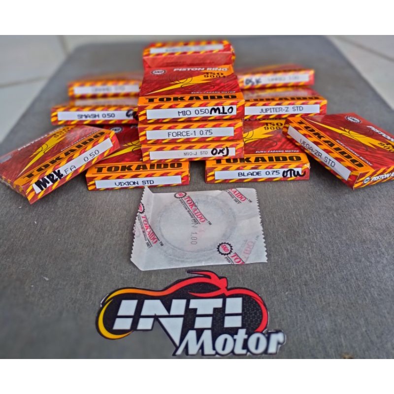 Ring Piston Seker Motor Semua Size Standard 25 50 75 100 Grand Vario Beat Karisma Supra 125 Blade Jup ZR Shogun Fiz os size Std merk Tokaido OVERSIZE UKURAN LENGKAP Ring Peston all jenis Motorcycle KIT SET LENGKAP LINGKARAN CINCIN-2
