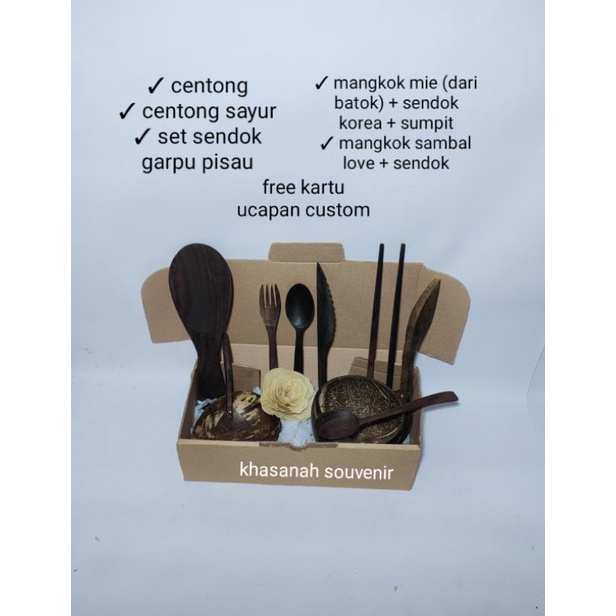 hampers alat makan kayu / gift box set alat makan kayu / kado pernikahan / kado ulang tahun