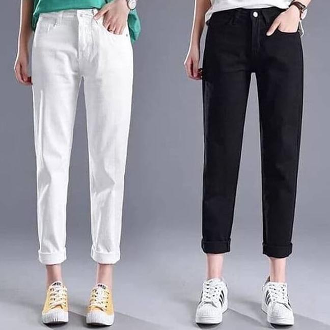 Viral Celana Boyfriend Jeans Black Snow Boyfriend Jeans Hitam Snow