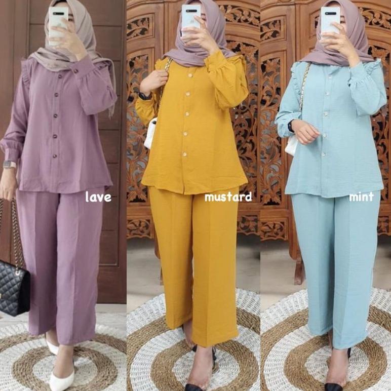 Slimpi Set - Setelan Set Crinkle Airflow Ld110 Kancing Aktif / One Set Crinkle / R.6 - 326-6591