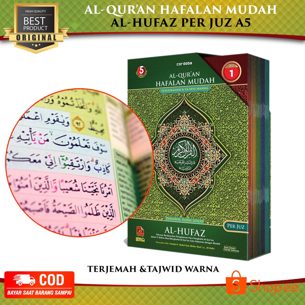 Best Seller Mushaf Al Quran Hafalan Mudah Al Hufaz Perjuz A5 Terjemah Tajwid Warna 30 Juz Khat Utsma