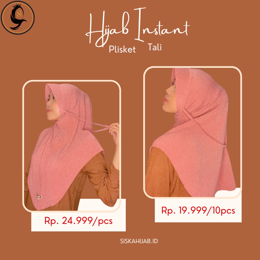 SISKAHIJAB.ID / Jilbab instant Bergo plisket tali bahan spandek khimar