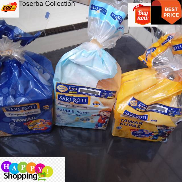 

Toserba Collection Roti Sari Roti satu roti tawar special+satu roti tawar kupas+satu roti tawar double soft Bandung - Cimahi