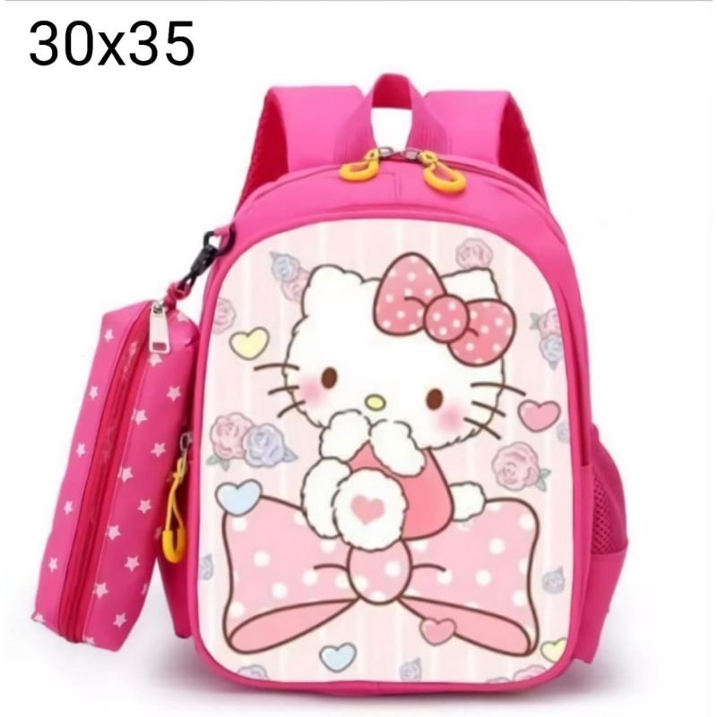 TAS RANSEL ANAK PEREMPUAN KARAKTER HELLO KITTY 2in1 - TAS + TEMPAT PINSIL - TAS RANSEL ANAK - TAS ANAK