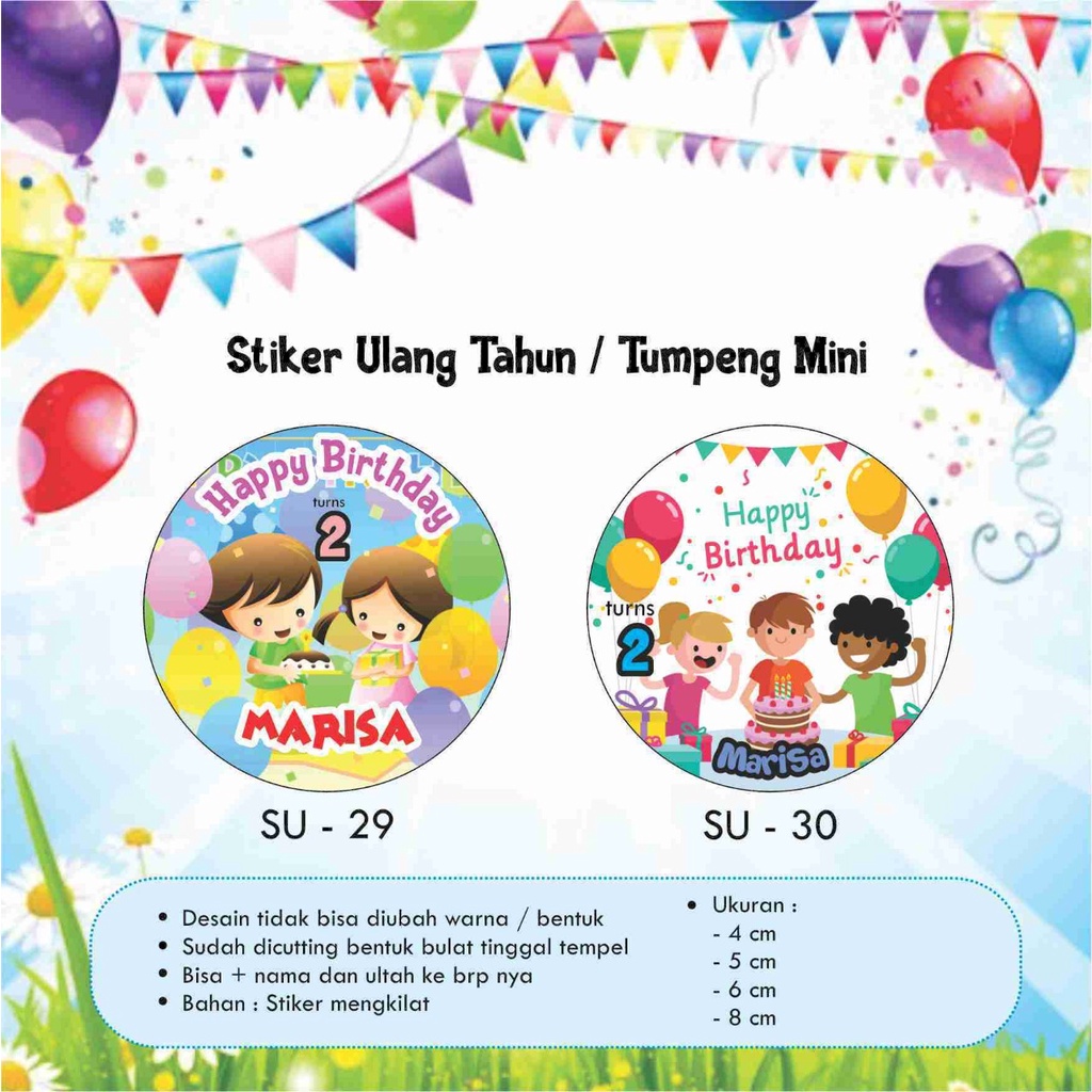

[121 pcs] Stiker ulang tahun Cromo / Stiker Bday / Birthday anak / ultah / Souvenir / Stiker bulat