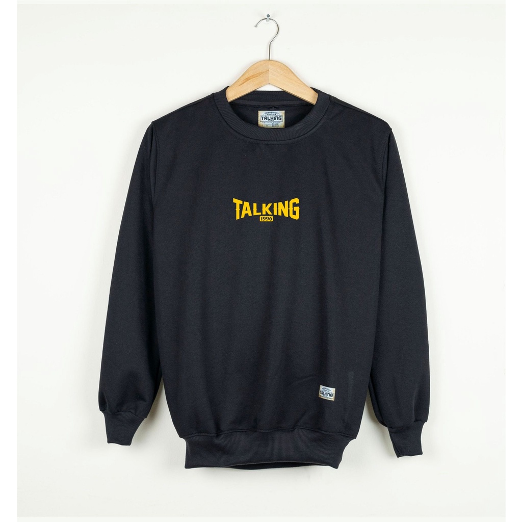 Talking Sweater Pria Distro Crewneck Pria Wanita Hitam 1996