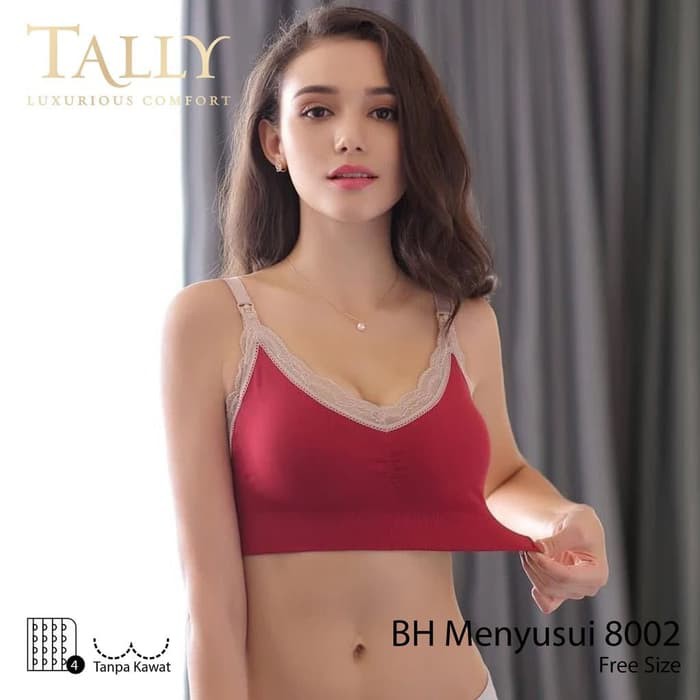 BH Menyusui Tanpa Kawat TALLY  8002  DV Brukat Nursing BRA Busa BTK bahan rajut renda seamless kait 4