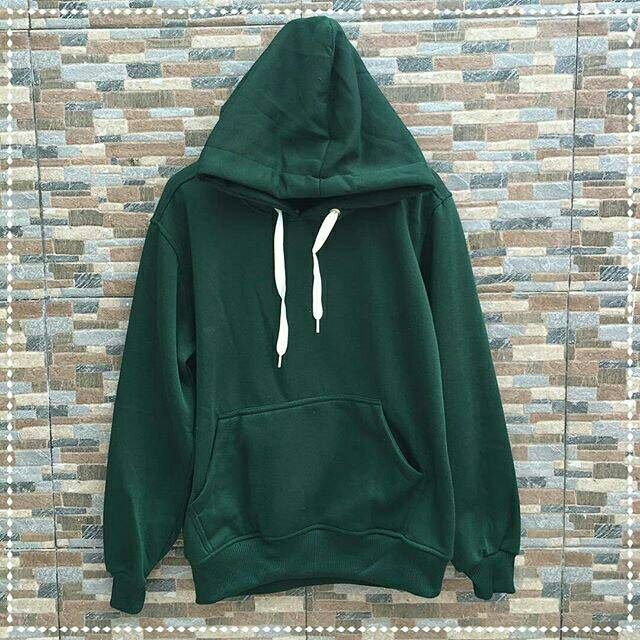 SWEATER_ID Hoodie Jumper Hijau Lumut / Hijau Botol Polos Fleece Tebal Unisex