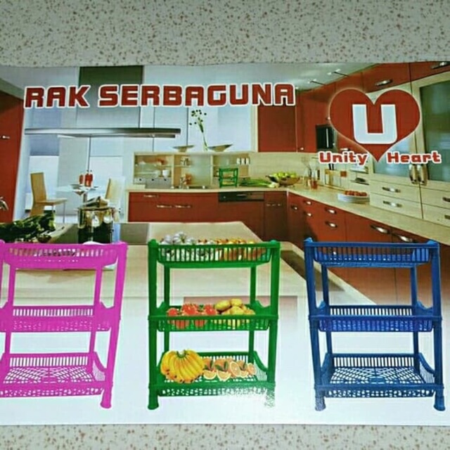 RAK SERBAGUNA 3 SUSUN ( DAPUR ) SUPER MURAH WARNA ACAK RANDOM