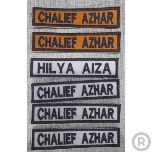 

Bordir NAMA paket ,,9, pcs. murah berkualitas untuk TK/SD/SMP/SMA Bordir Nama Custom