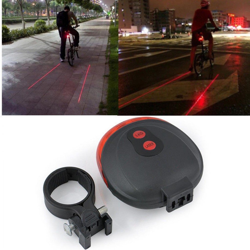 Lampu LED Sepeda Belakang Murah Bicycle Laser Strobe Taillight 5 LED Waterproof Mudah Dipasang