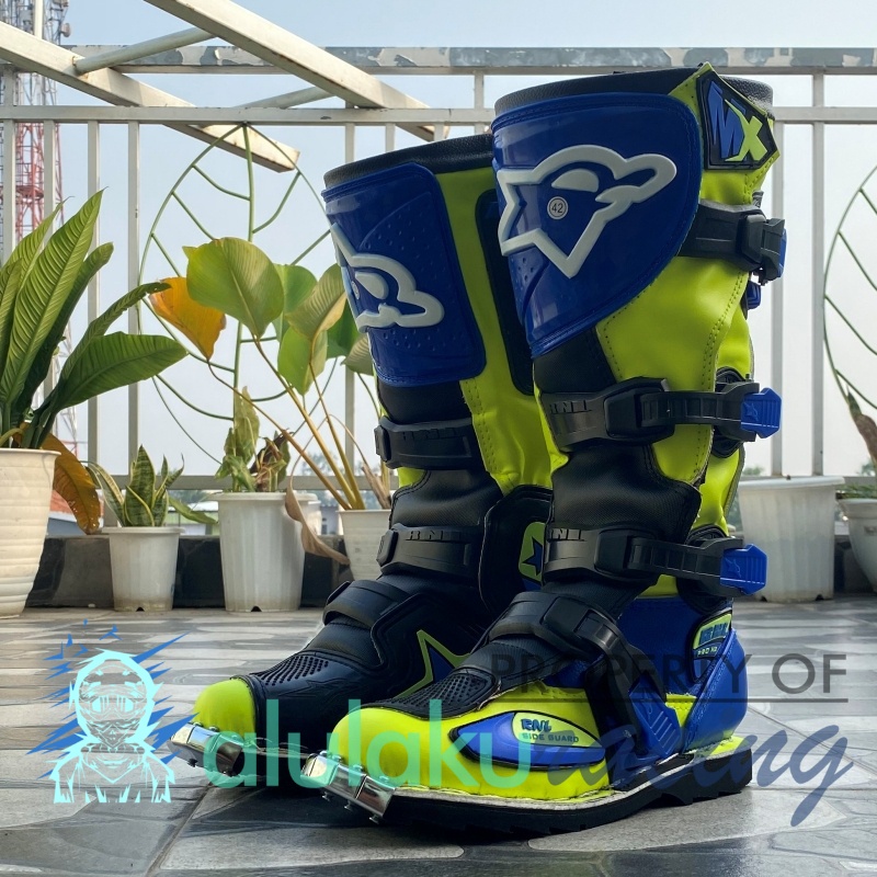 Sepatu Motocross RNL Racing Product Original MX Trail - Fluogreen Blue