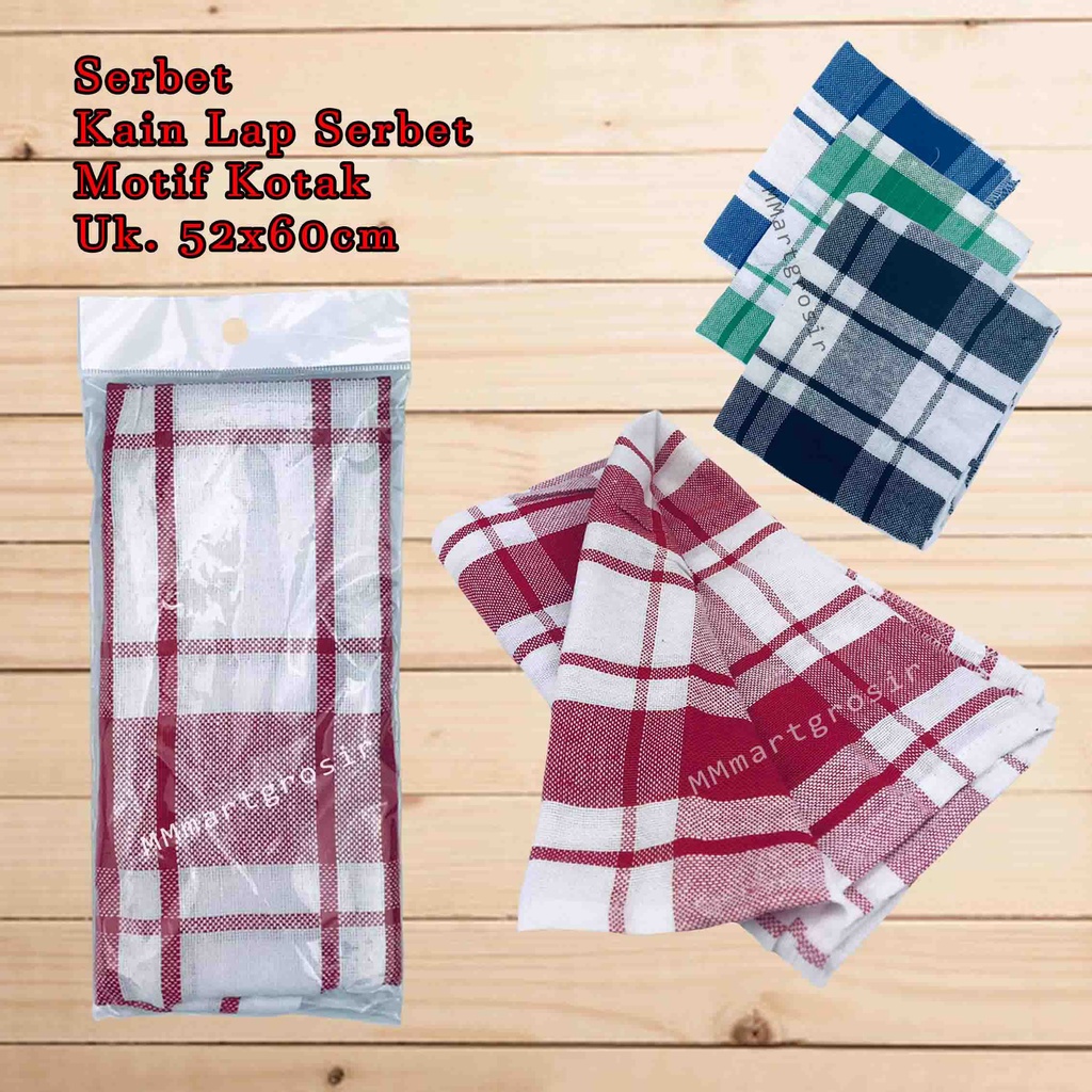 Kain Serbet / Kain Lap Motif Kotak / Kain Lap Serbet Serbaguna / 1pcs