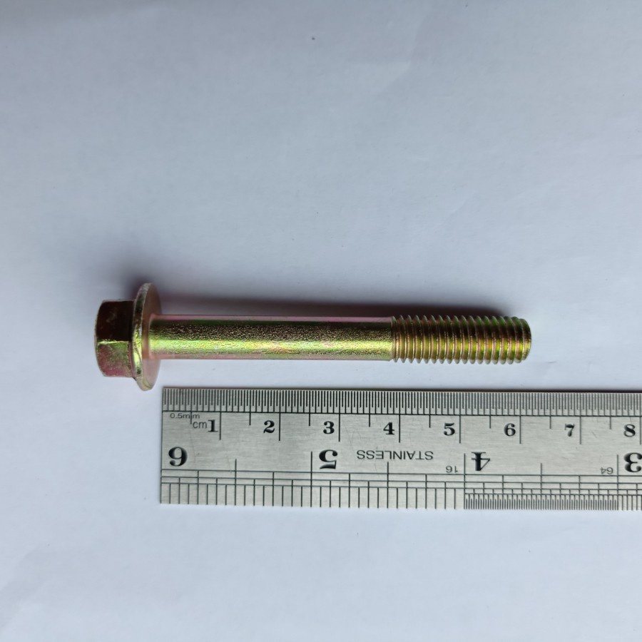 FLANGE BOLT M8X60 / BAUT TOPI M8 X 60 KUNING KUNCI 12