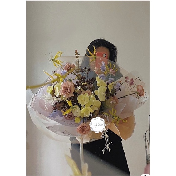 FLOWER WRAPPING FRAME&quot;&quot;HANDKERCHIEF&quot;&quot; (ECER) TRANSPARENT CELLOPHANE KERTAS BUNGA HAND BOUQUET WATERPROOF