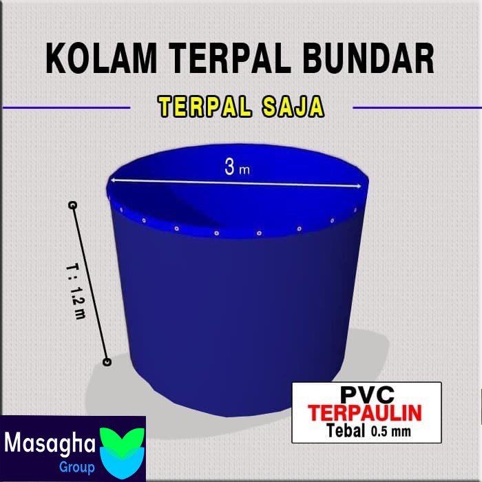 Kolam Terpal Bundar Diameter 3 Meter Tinggi 1,2 M