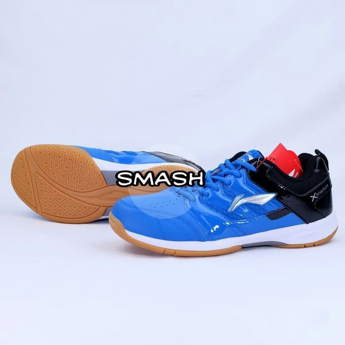 sepatu badminton anak lining smash biru original