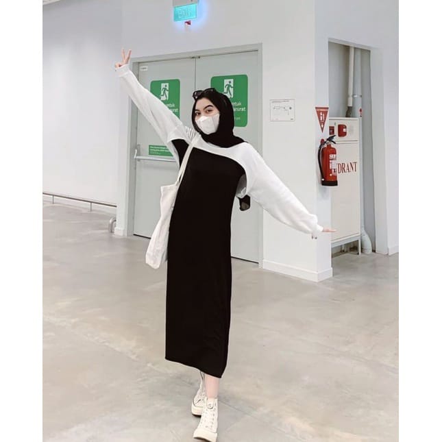 INNER DRESS SPAN SCUBA PREMIUM LONG DRESS